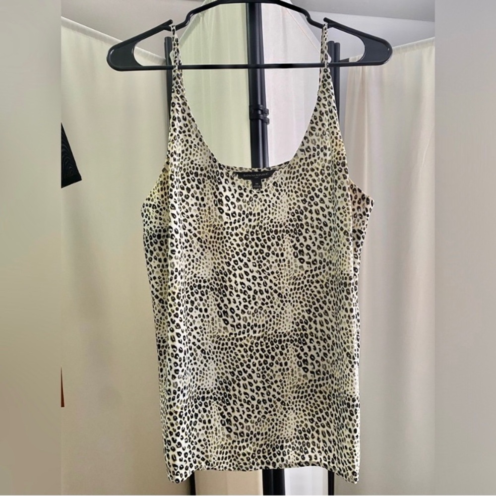 Banana Republic Leopard-Print Satin Cami in Cream and Black